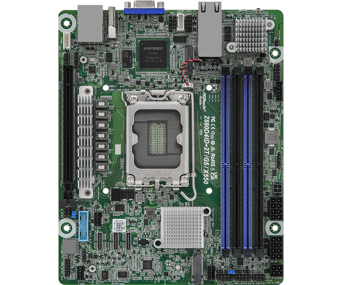 AsRock Rack Z690D4ID-2T/G5/X550 Deep Mini-ITX Server Motherboard Single  Socket 12th ＆ 13th Gen Intel(R) Core(TM), Pentium(R) and Celeron(R) Series  Pr