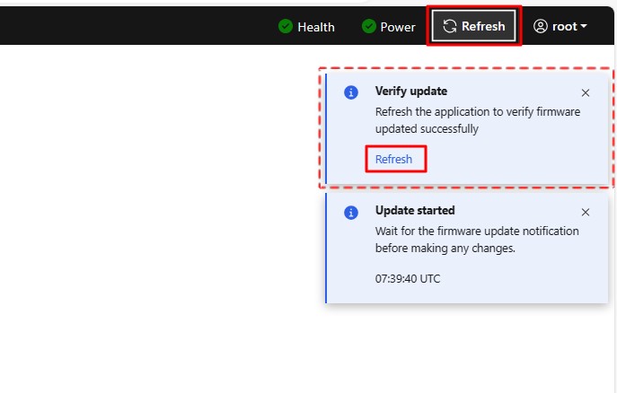 BMC FW upgrade is completed. Click 