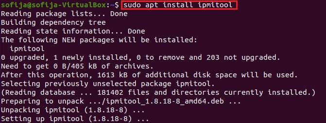 Open up a Linux terminal, update system repositories and install ipmitool.